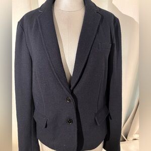 BR Wool Blend Tailored Knit Blazer Thick Warm classic Monochrome Navy – Size 12